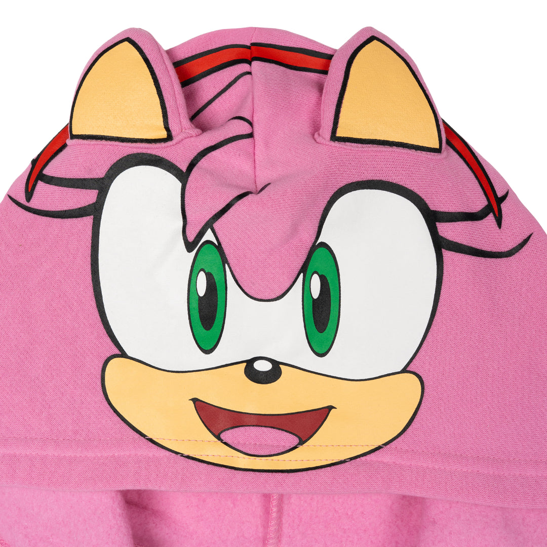 SEGA Sonic the Hedgehog Amy Rose Girls' Fleece Cosplay Zip-Up Hoodie Pink