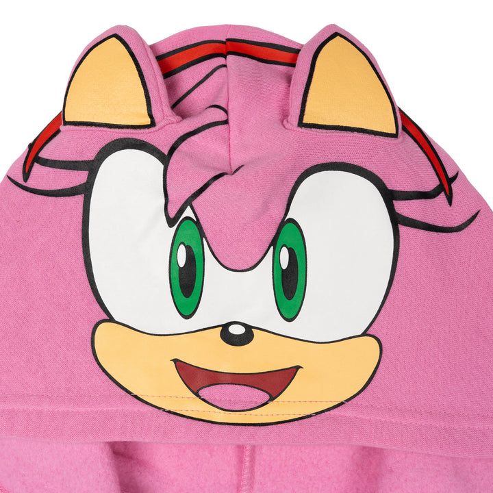 SEGA Sonic the Hedgehog Amy Rose Girls' Fleece Cosplay Zip-Up Hoodie Pink