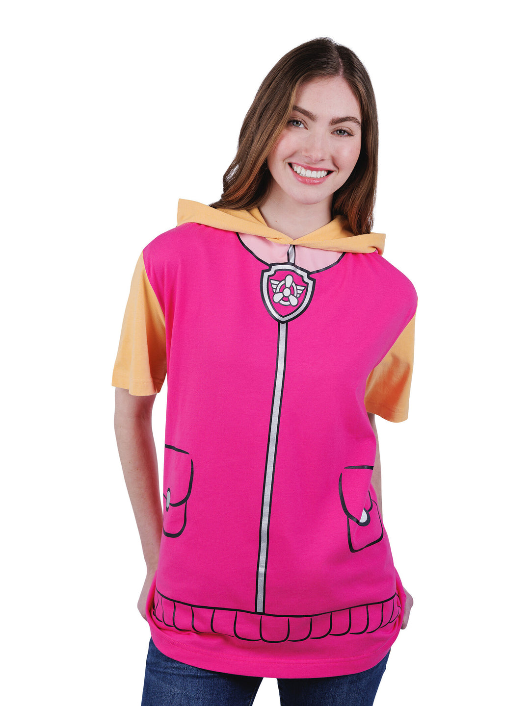 Paw Patrol Skye Women's Cosplay Hooded T-Shirt Rose Pink