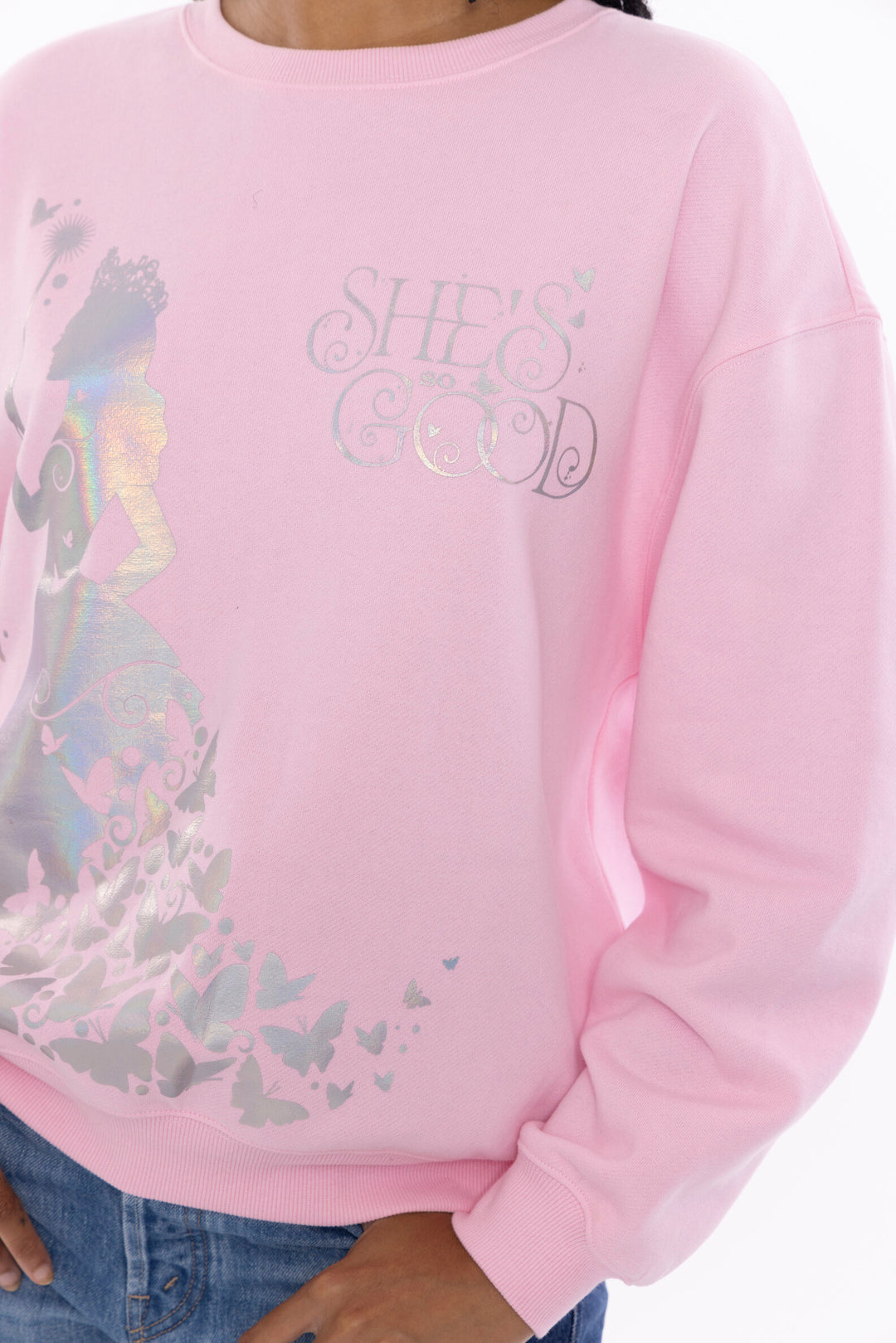 Wicked Glinda Women's Fleece Crewneck Pullover Pink