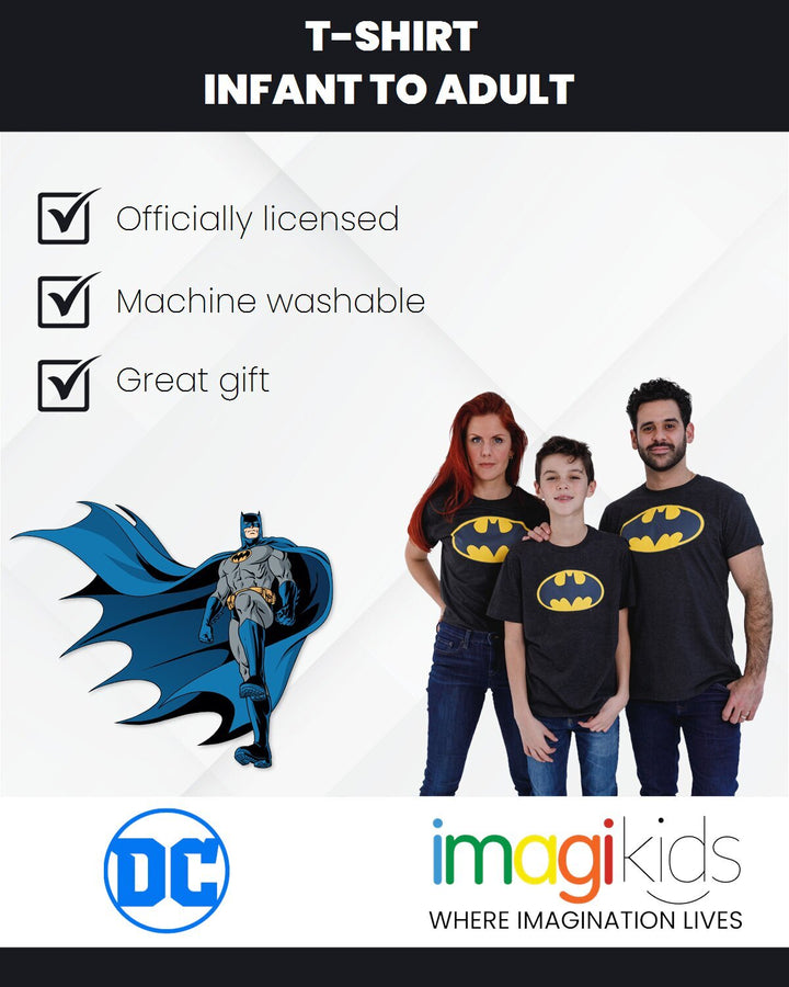 DC Comics Justice League Batman Men's Cosplay T-Shirt Charcoal