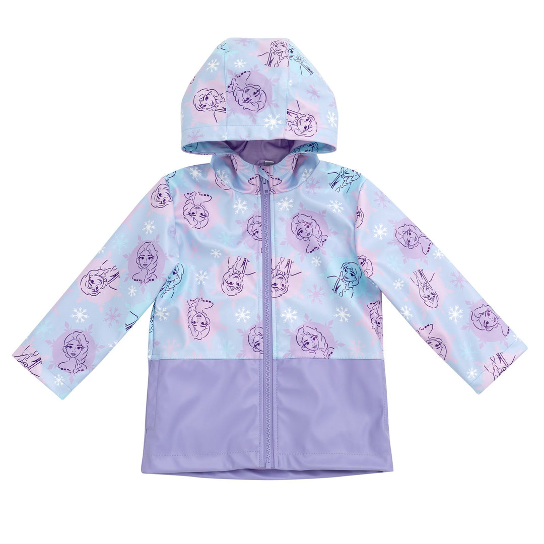 Frozen Girls' Hooded Rain Jacket Elsa Blue Purple