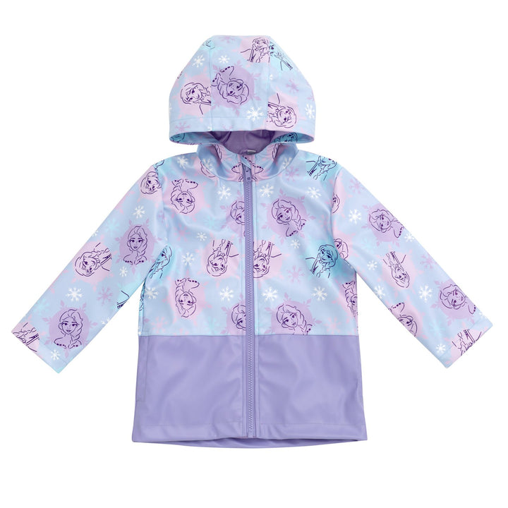Frozen Girls' Hooded Rain Jacket Elsa Blue Purple