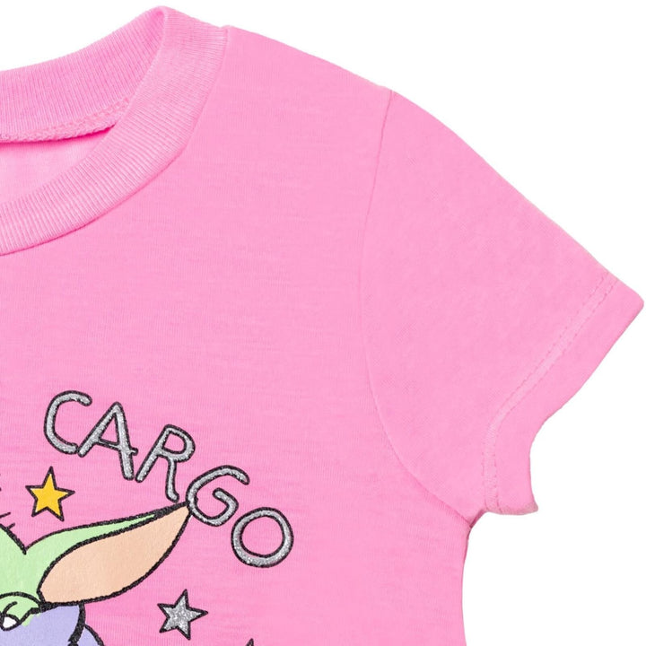 Star Wars The Mandalorian Grogu Girls' T-Shirt and Bike Shorts Set Pink Rainbow