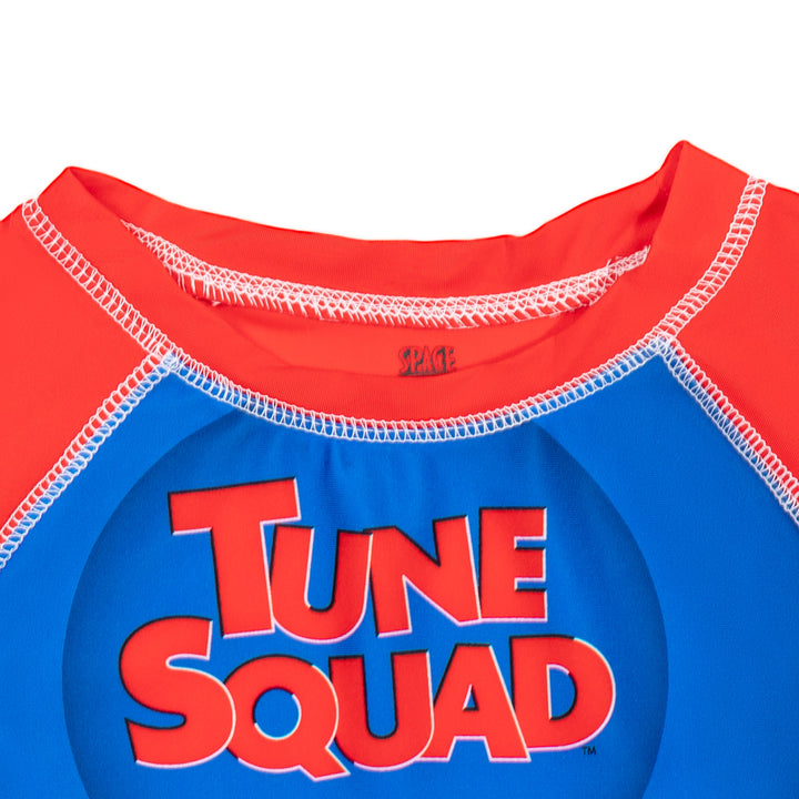 Looney Tunes Space Jam Boys' UPF 50+ Rash Guard and Swim Trunks Set Blue Red