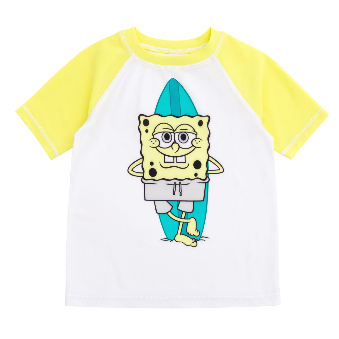 SpongeBob SquarePants Boys' 2-Piece Swimwear Rash Guard and Swim Trunks Set Teal