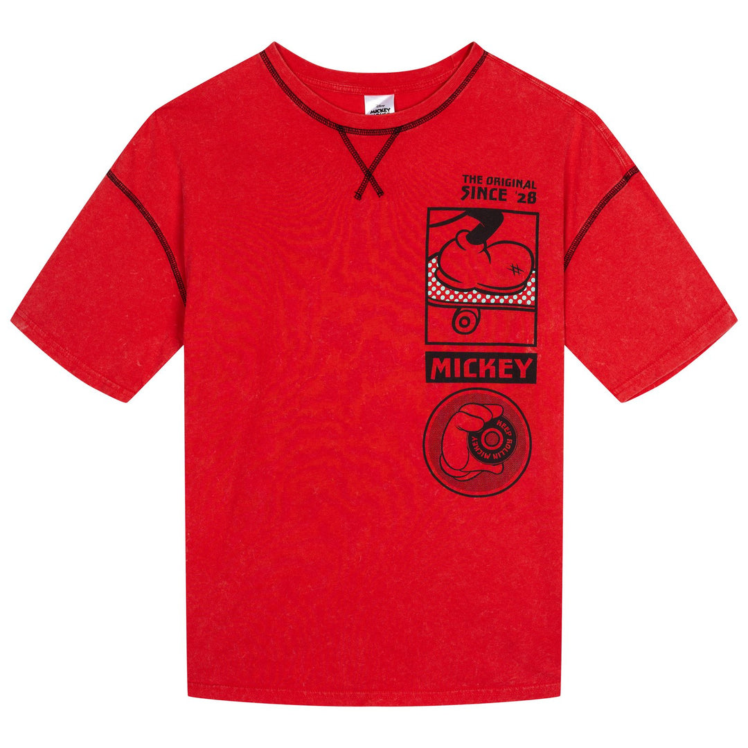 Disney Mickey Mouse Men's Short Sleeve T-Shirt Red Skate