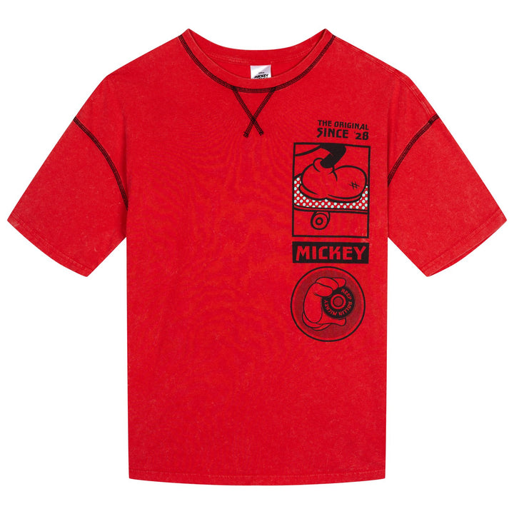 Disney Mickey Mouse Men's Short Sleeve T-Shirt Red Skate