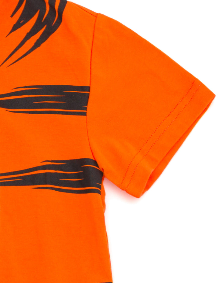 Disney Winnie the Pooh Tigger Men's Cosplay Short Sleeve Hooded T-Shirt Striped Orange