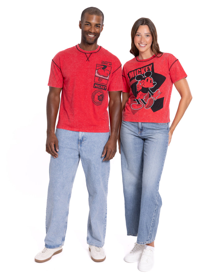 Disney Mickey Mouse Women's Short Sleeve T-Shirt Red Peace