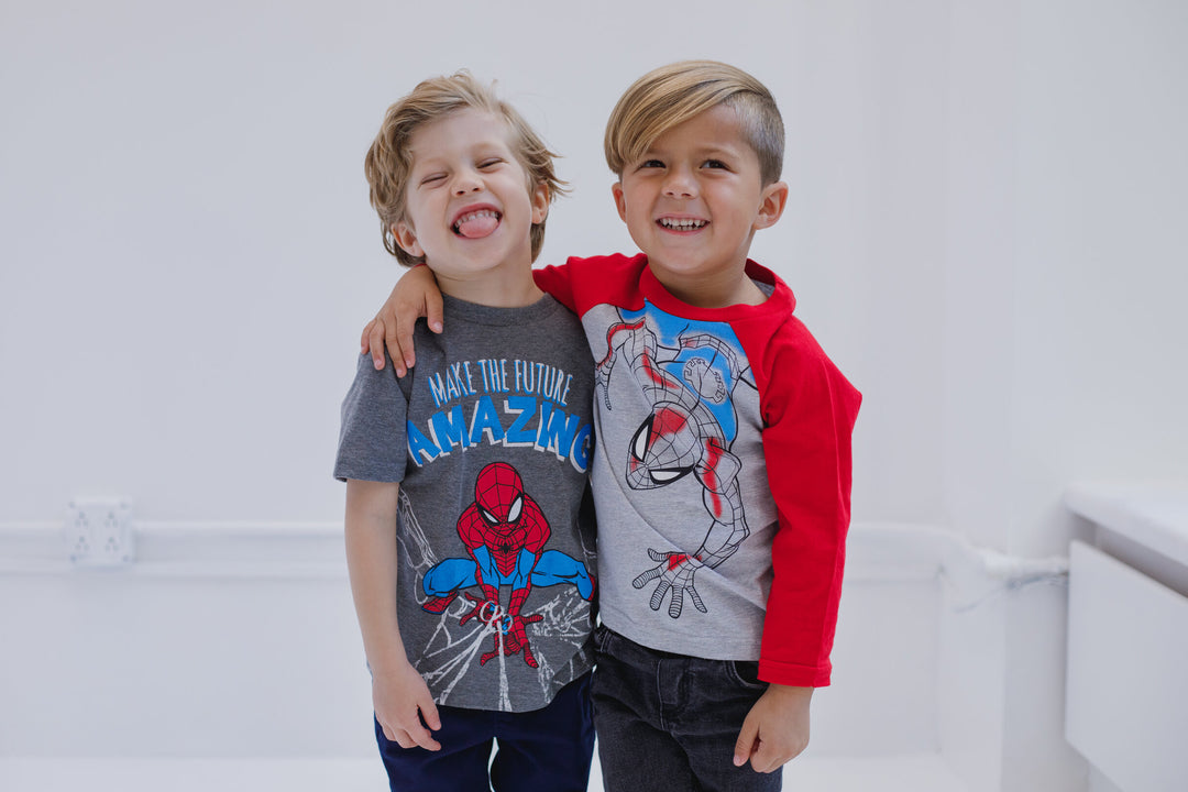 Marvel Spider-Man Boys' 2-Pack T-Shirts Grey Red