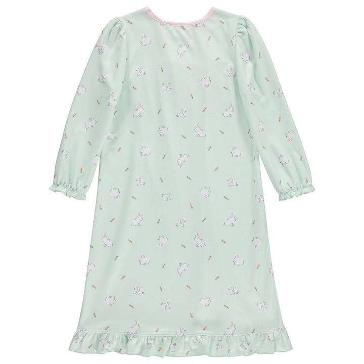 Dreamwave Girls' Long Sleeve Pajama Nightgown Mint Bunny Print