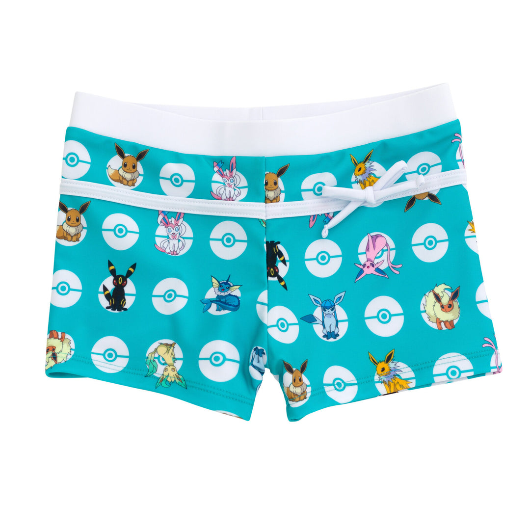 Pokemon Eevee Girls' 2-Piece Swimwear Tankini and Swim Shorts Set Light Teal