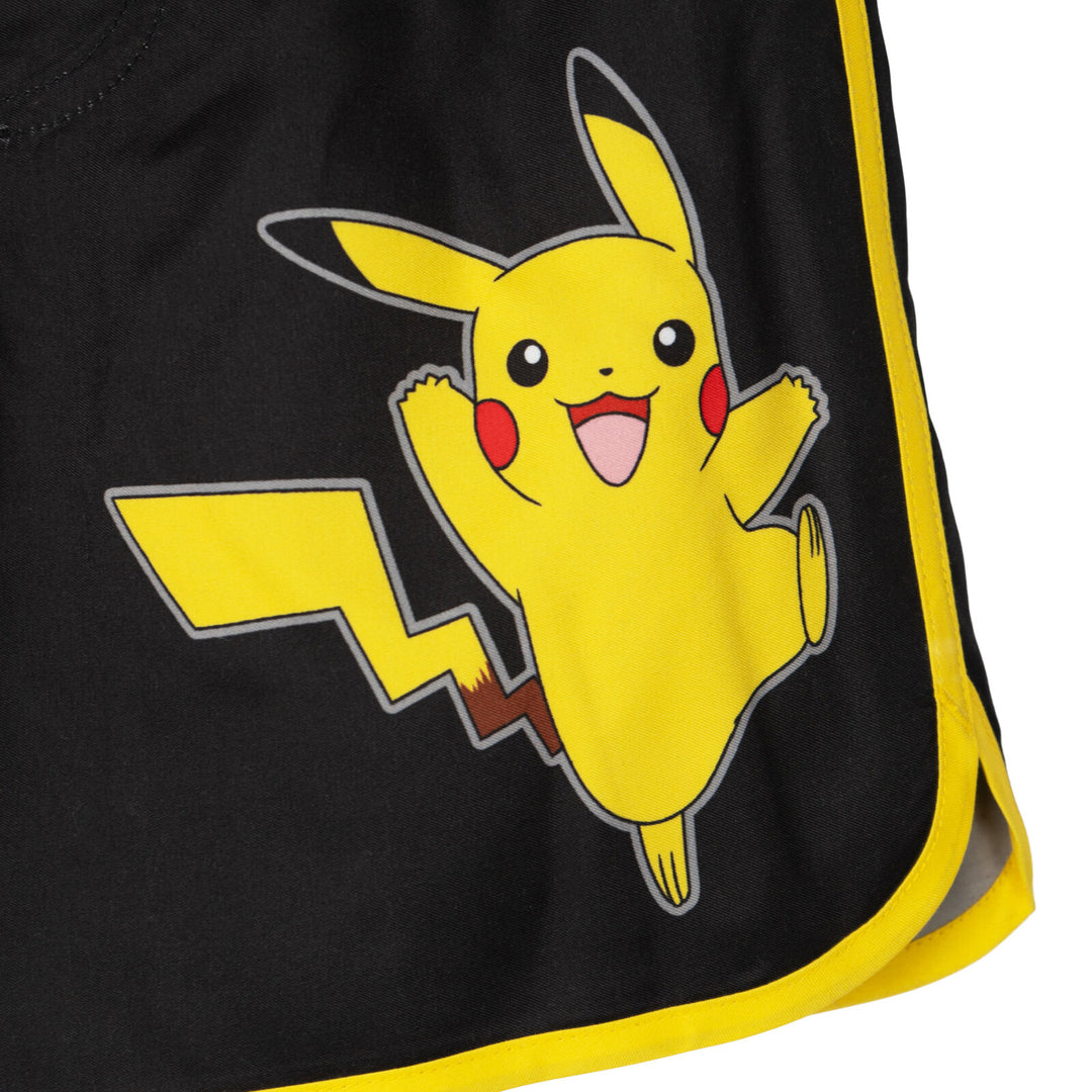 Pokemon Pikachu Boys' Short Sleeve Rash Guard and Swim Trunks Set Yellow Black