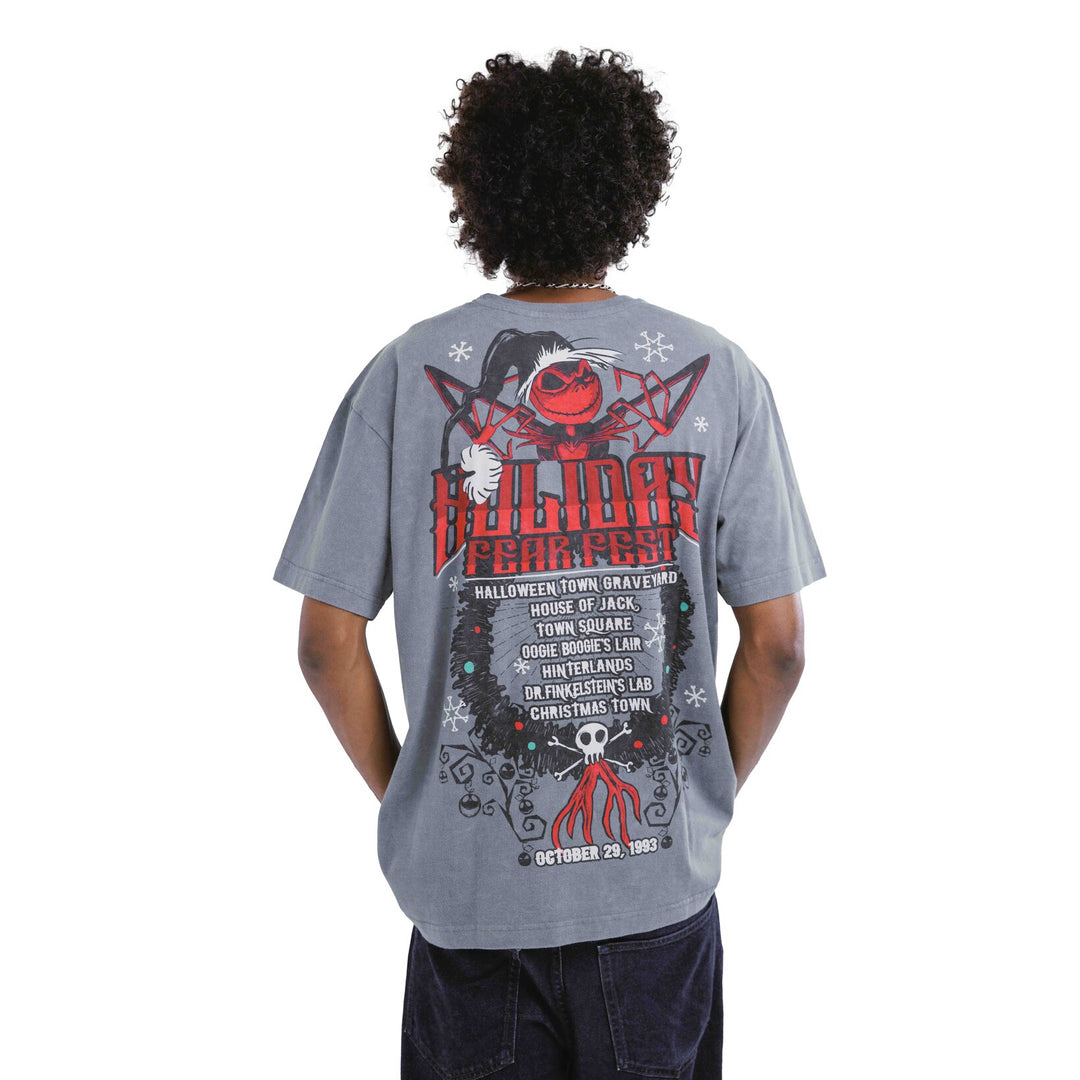 Nightmare Before Christmas Jack Skellington Men's T-Shirt Charcoal Wash