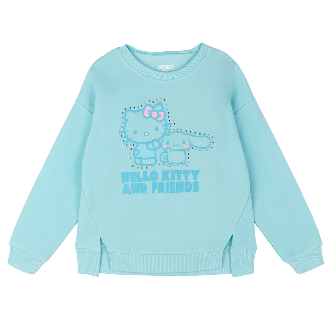 Hello Kitty Girls' Fleece 2-Piece Sweatshirt and Joggers Set Cinnamoroll Blue