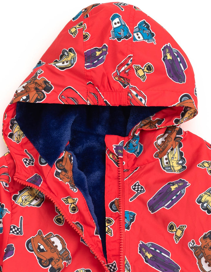 Cars Boys' Fleece Hooded Rain Jacket Lightning McQueen Red