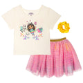 Gabby's Dollhouse Girls' T-Shirt and Tutu Skirt Set with Scrunchie Tusk Rainbow Polka