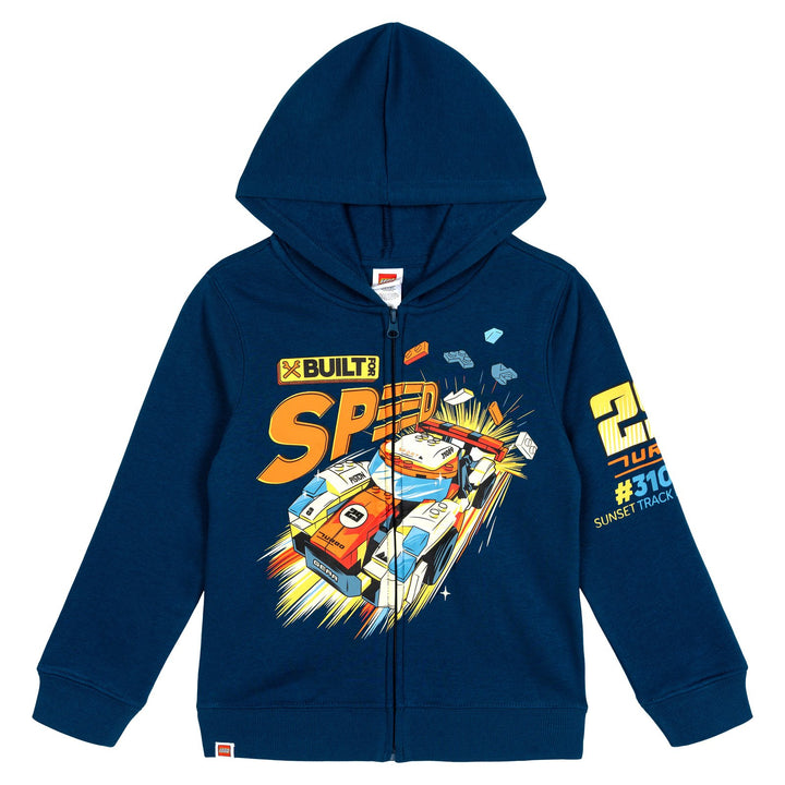 LEGO Boys' Racing Fleece Zip-Up Hoodie Navy Race Car