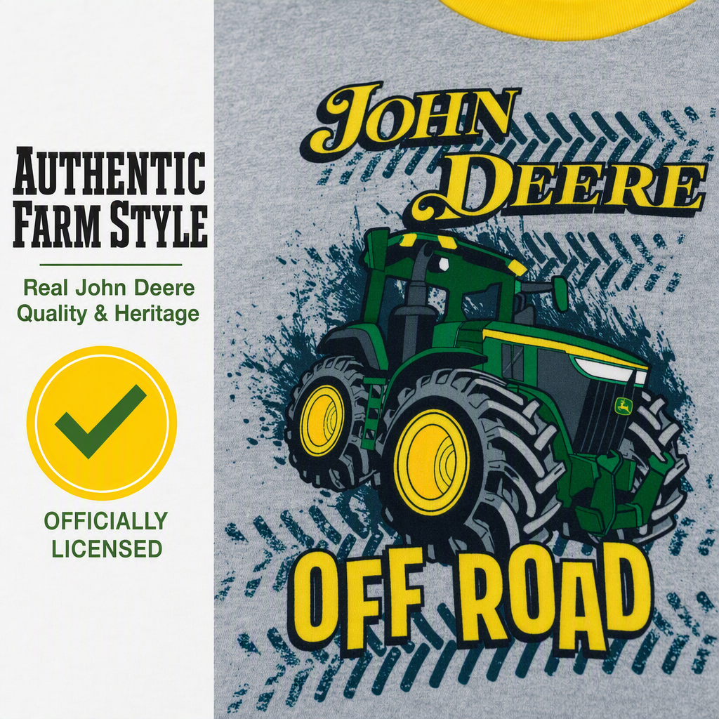 John Deere Boys' 2-Piece Pajama Set Green Heather Gray