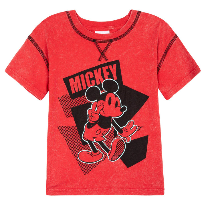 Disney Mickey Mouse Short Sleeve T-Shirt Red Peace Sign