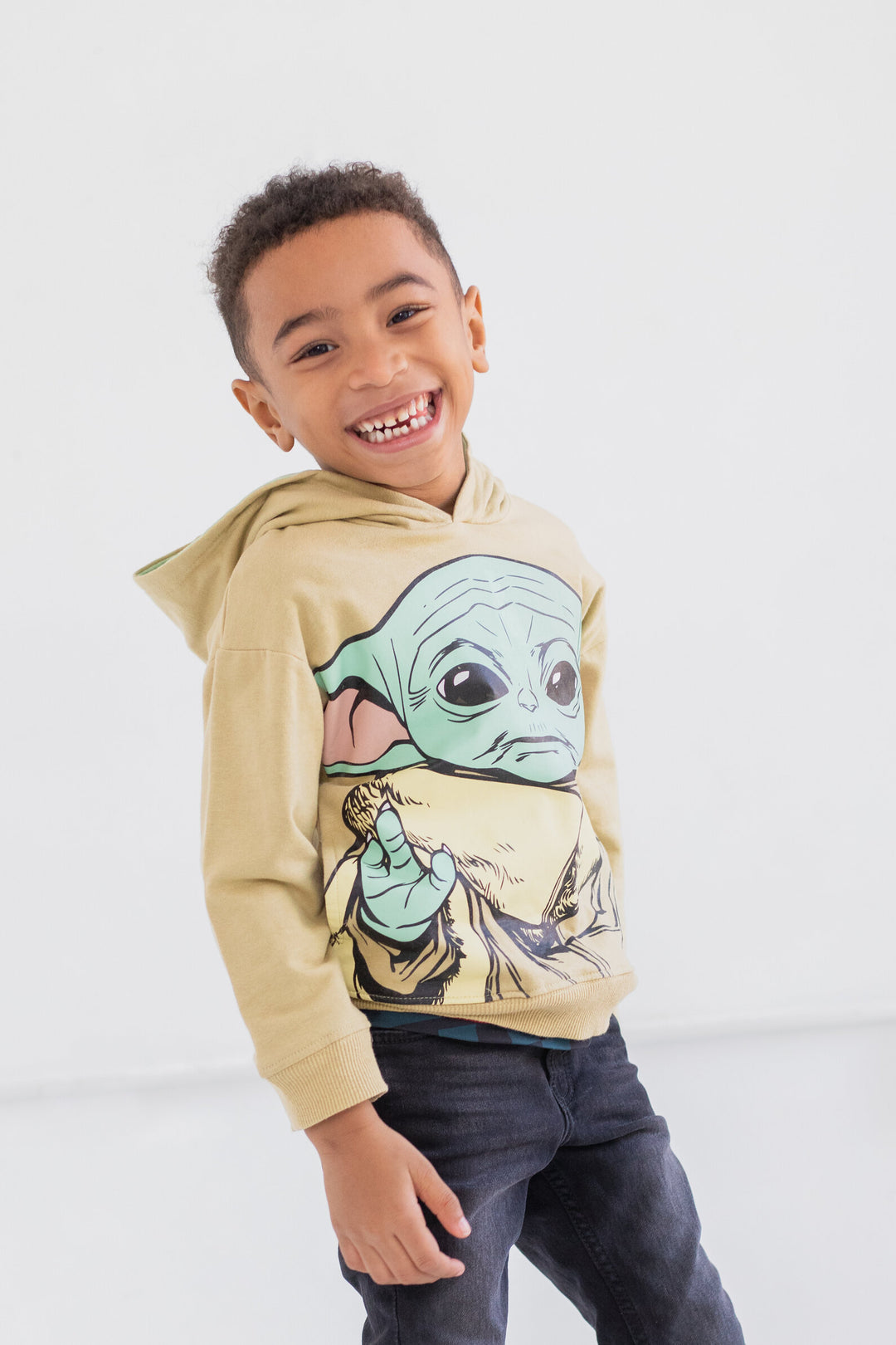 Star Wars The Mandalorian Grogu Fleece Hooded Sweatshirt Tan
