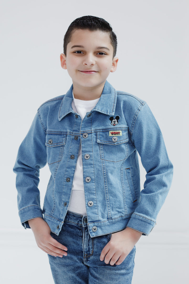 Disney Mickey Mouse Boys' Denim Jacket Overalls and Pants Blue