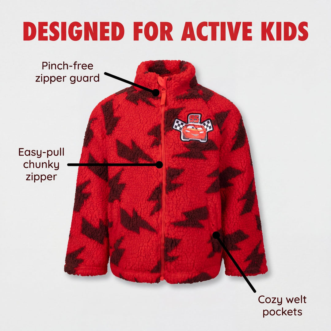 Cars Lightning McQueen Boys' Fleece Zip-Up Jacket Racing Red
