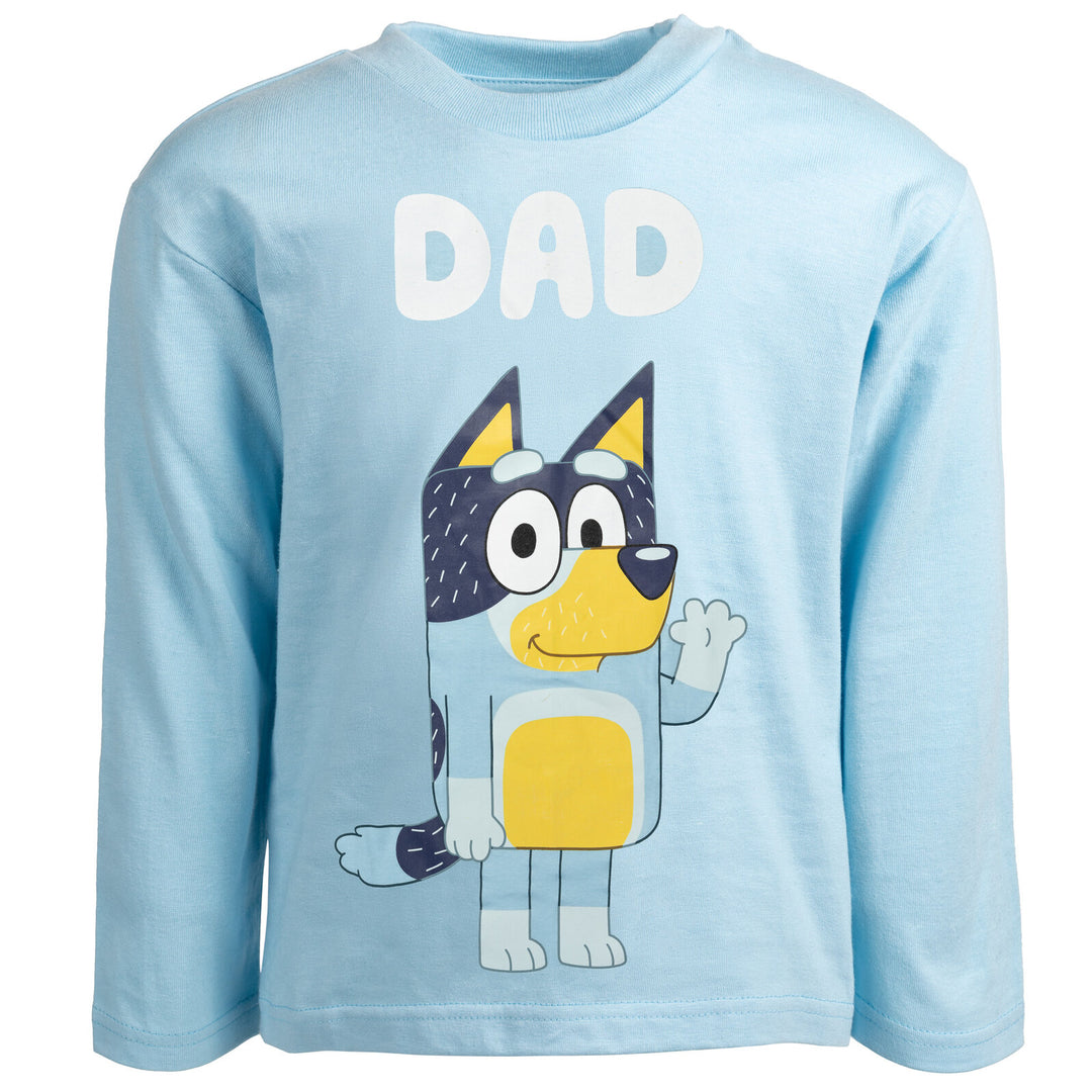 Bluey Bandit Dad Men's Cosplay Long Sleeve Tee Soft Blue