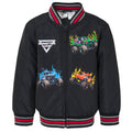 Monster Jam Boys' Zip-Up Bomber Jacket Black Grey Red