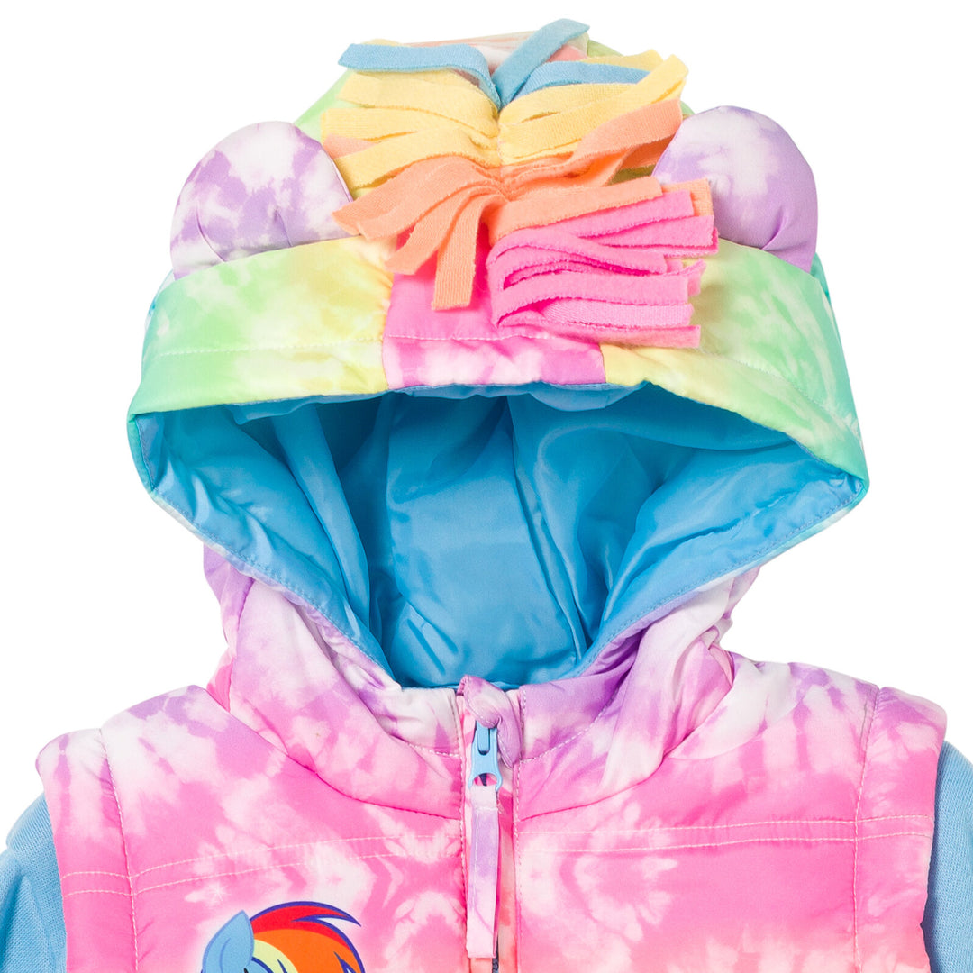My Little Pony Girls' Cosplay Hooded 2fer Jacket Light Blue Tie Dye