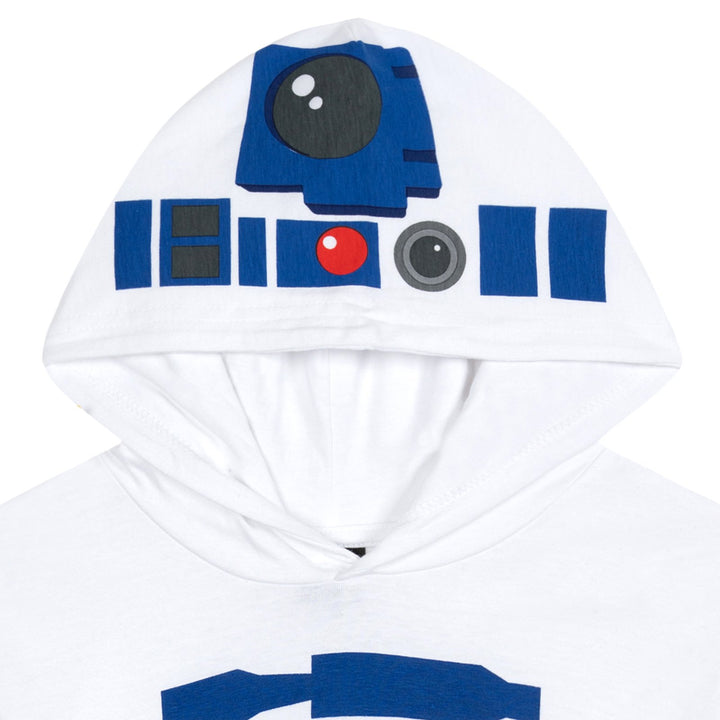 Star Wars Boys' Cosplay Hooded T-Shirt R2D2 White Blue