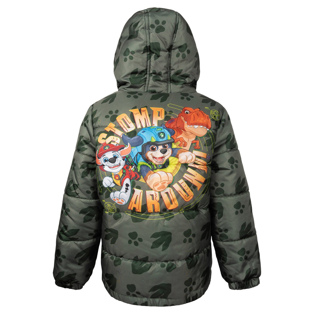 Paw Patrol Boys' Hooded Puffer Coat Chase Marshall Olive