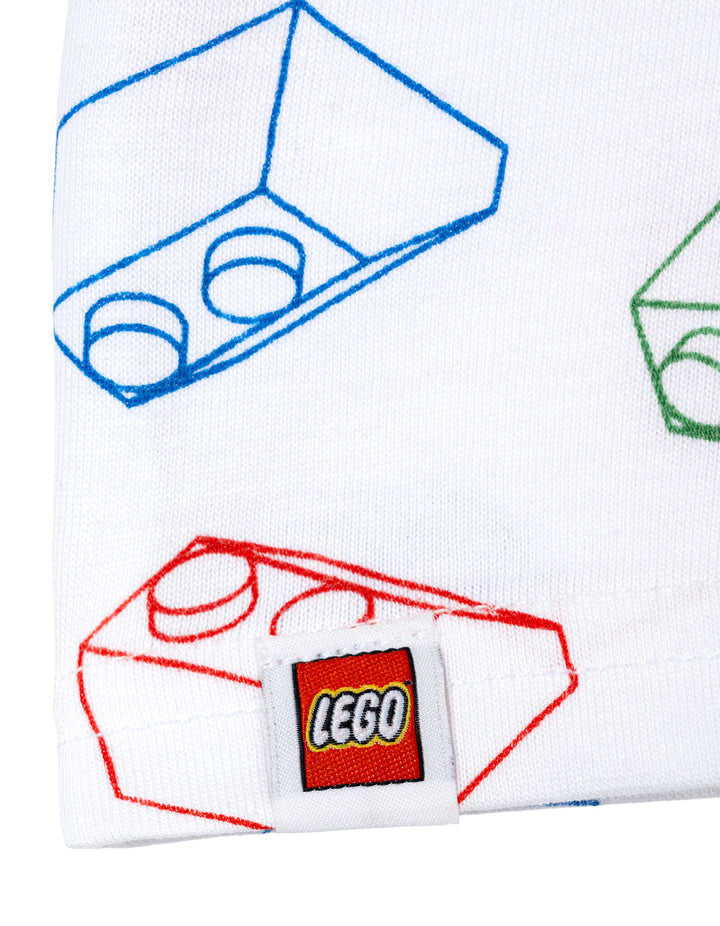 LEGO Boys' Short Sleeve T-Shirt White Multi Bricks