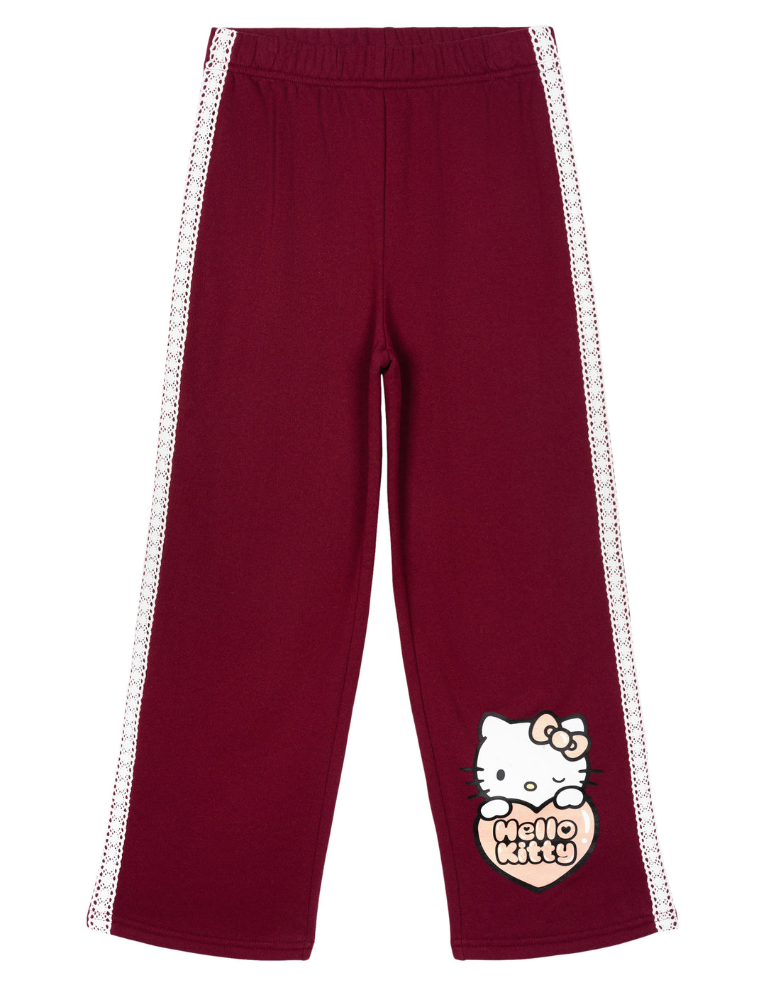 Hello Kitty Girls' Fleece Sweatshirt and Pants Set Deep Burgundy
