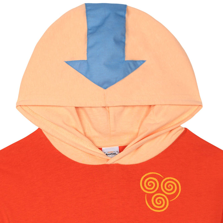 Avatar The Last Airbender Aang Men's Cosplay Hooded T-Shirt Red Orange
