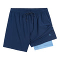 Dreamwave Men's Compression Liner Swim Trunks with Phone Pocket 7 inch Inseam Anti Chafing Navy Light Blue
