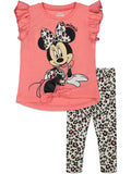 Minnie Mouse Girls' 2-Piece T-Shirt and Leggings Set Pink Ivory Floral