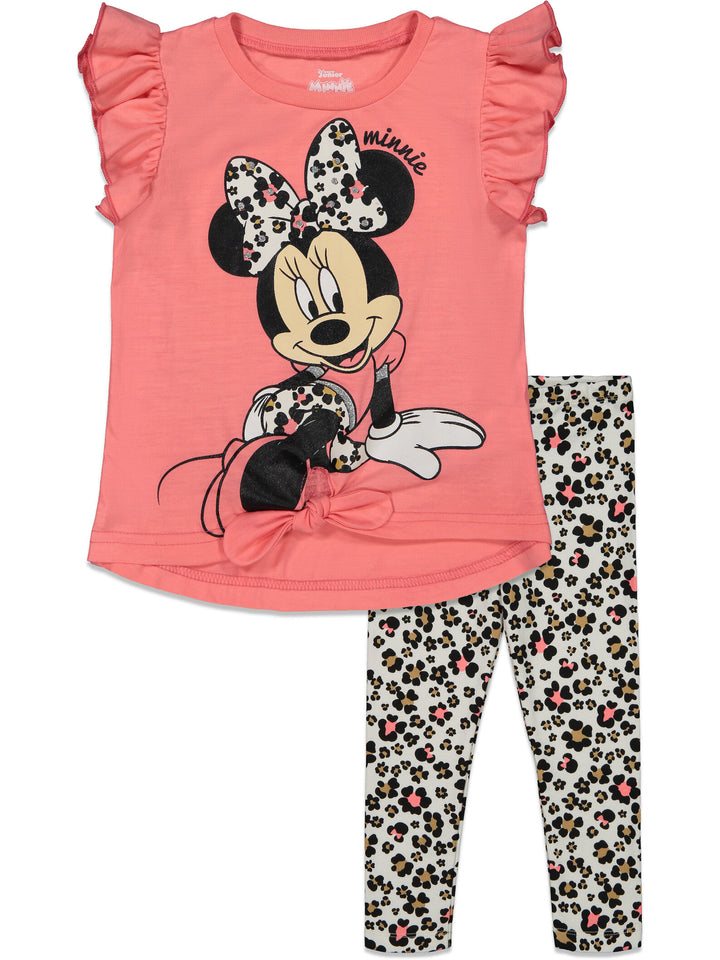 Minnie Mouse Girls' 2-Piece T-Shirt and Leggings Set Pink Ivory Floral