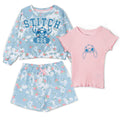 Lilo & Stitch Girls' Sweatshirt Tee and Shorts Set Blue Pink
