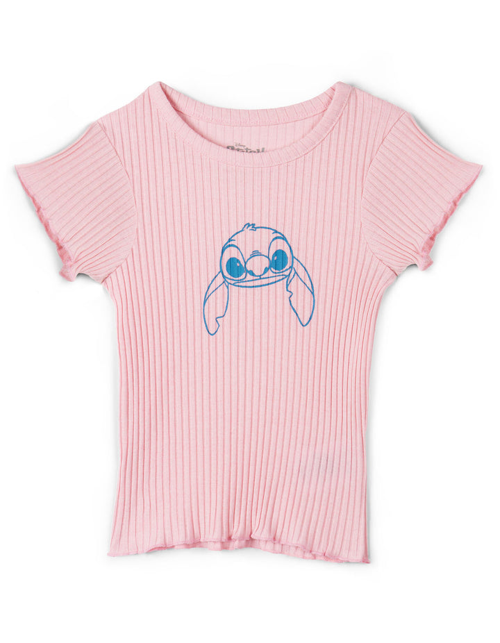 Lilo & Stitch Girls' Sweatshirt Tee and Shorts Set Blue Pink