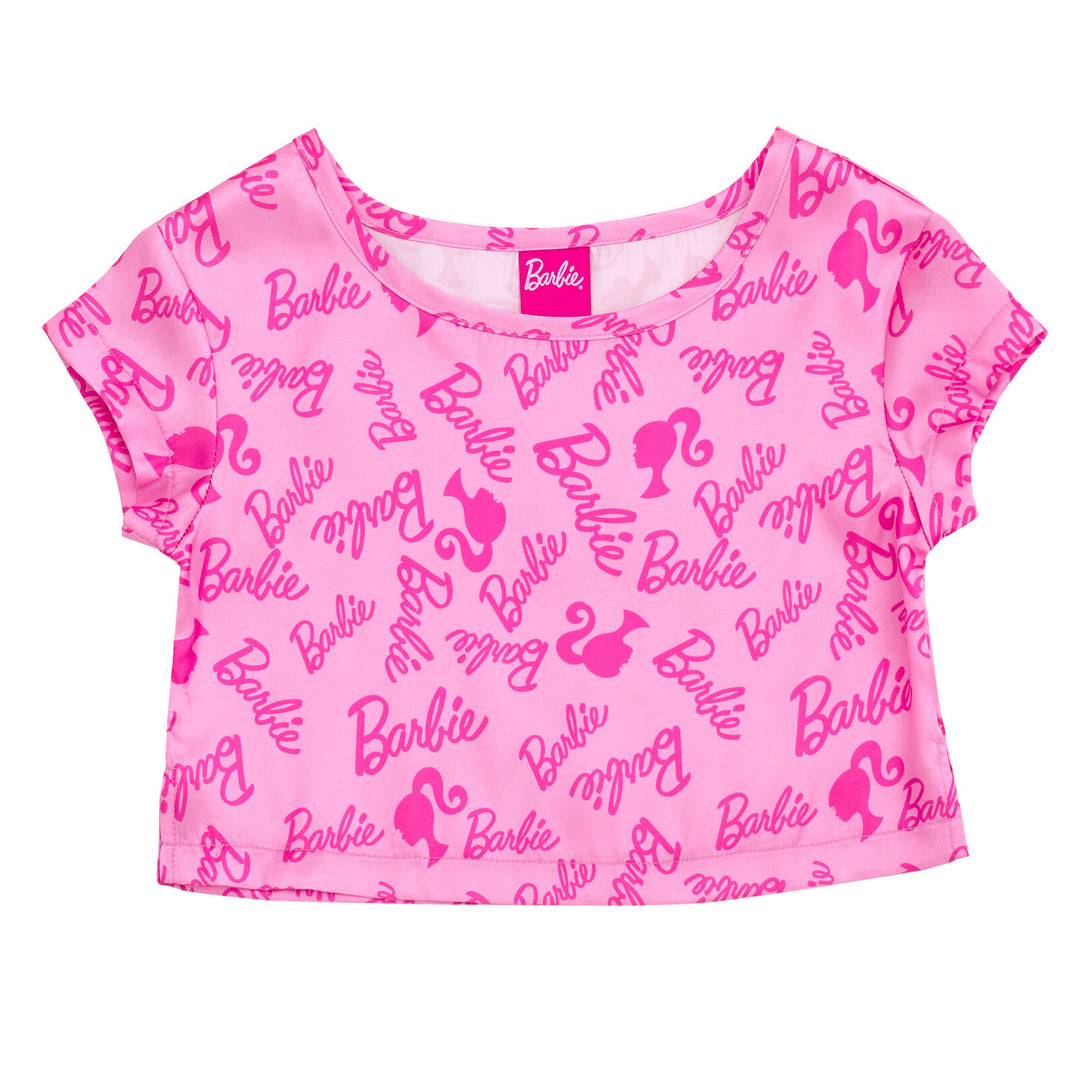 Barbie Girls' 2-Piece Pajama Shorts Set Light Pink Print