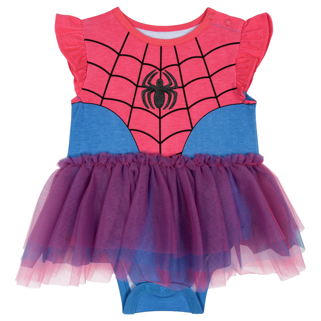 Marvel Spider-Man Baby Girls' Cosplay Tutu Bodysuit and Headband Set Pink Blue