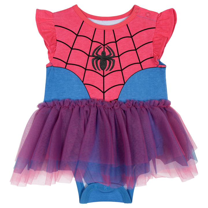 Marvel Spider-Man Baby Girls' Cosplay Tutu Bodysuit and Headband Set Pink Blue