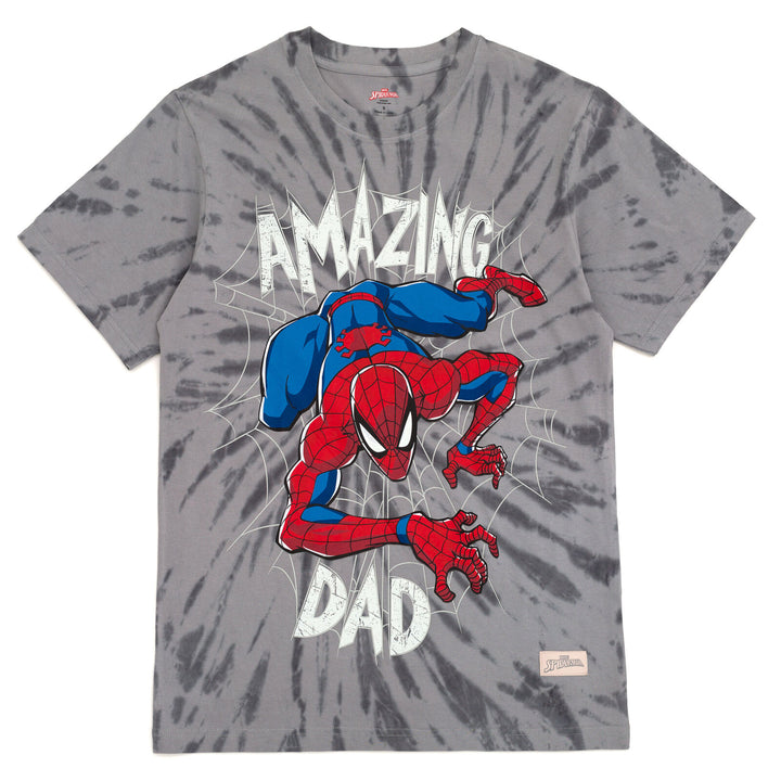 Marvel Spider-Man Cotton Short Sleeve Graphic T-Shirt Grey TieDye Spiderman