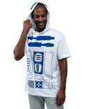 Star Wars Adult Men or Women Cosplay Hooded T-Shirt White Blue R2D2