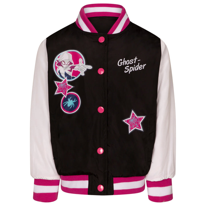 Marvel Spider-Verse Spider-Gwen Girls' Cosplay Bomber Jacket Black Ghost