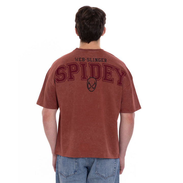 Marvel Spider-Man Men's Short Sleeve T-Shirt Spiderman Rust Red