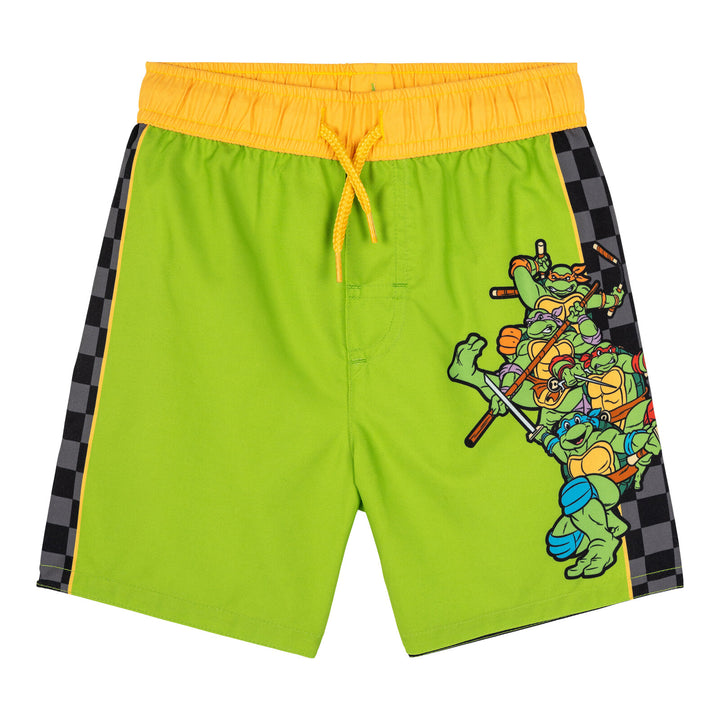 Teenage Mutant Ninja Turtles 2-Piece Rash Guard and Swim Trunks Set Green Yellow