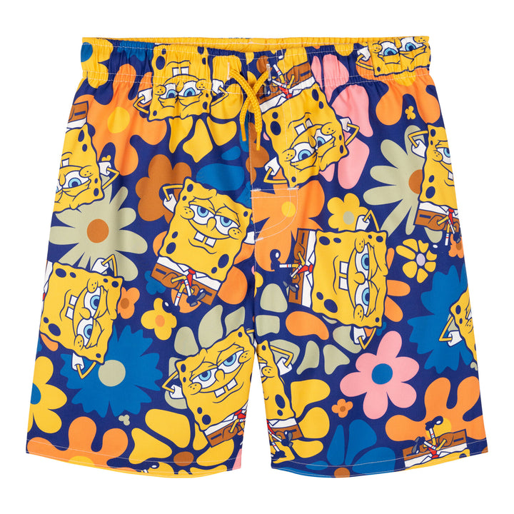 SpongeBob SquarePants Boys' Swim Trunks Navy Floral